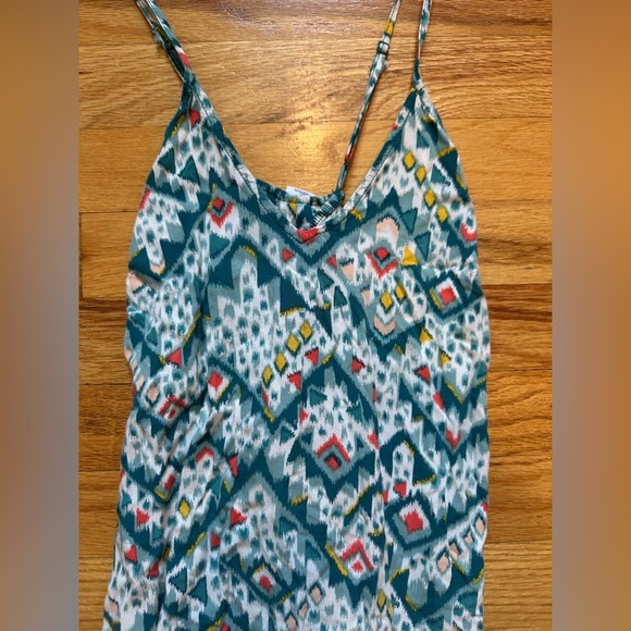 Old Navy Blue & Orange Geometric Print Criss Cross Spaghetti Strap Maxi Dress XS - Picture 6 of 7